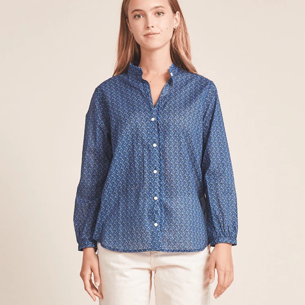 Trovata Birds Of Paradis Helena Shirt In Mazarine Ditsy Nwt Large